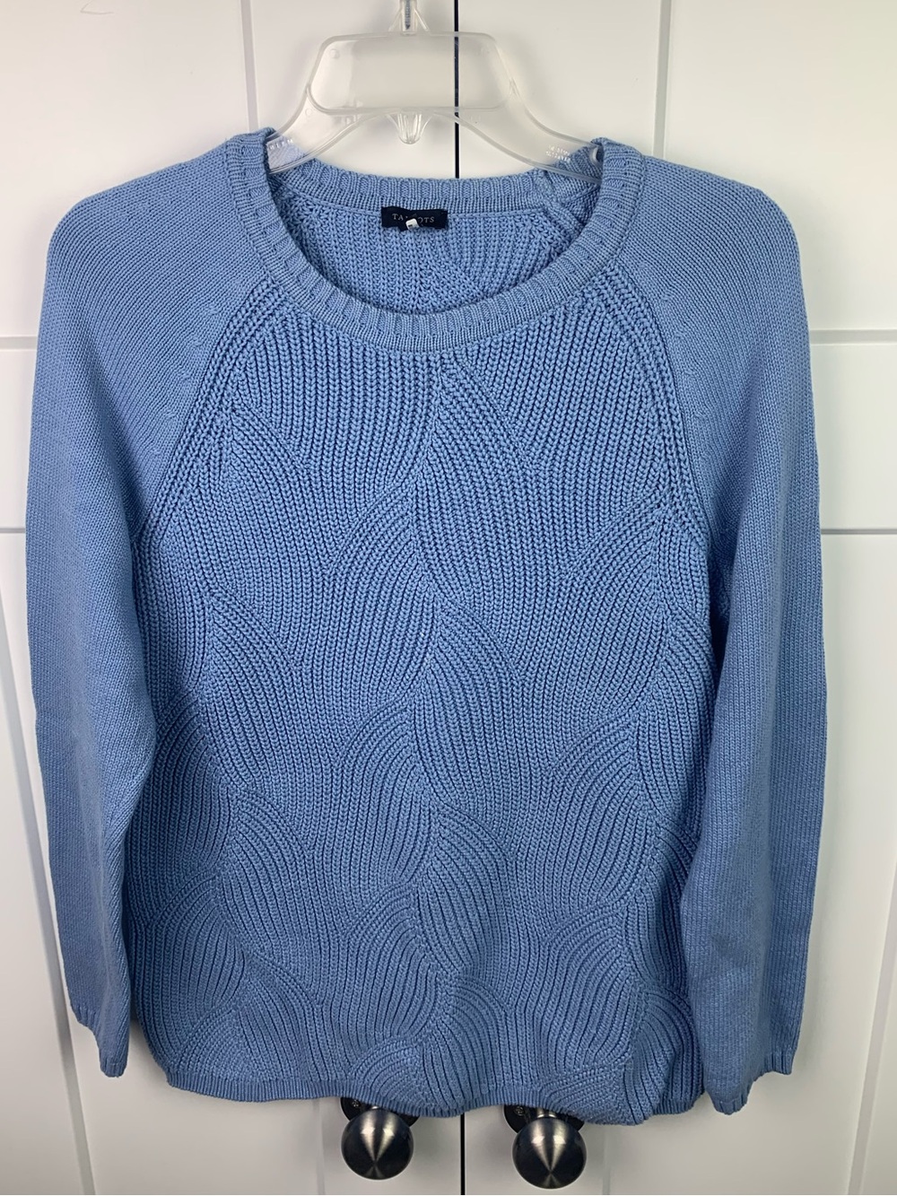 Talbots MEDIUM cable knit sweater periwinkle blue casual crew